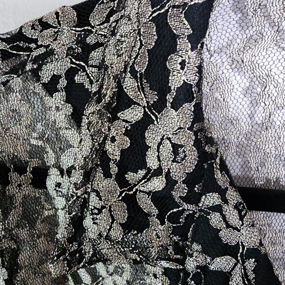 Vintage Y2k Goth Fairy Grunge Mesh Metallic Blouse Floral XL - Picture 5 of 10